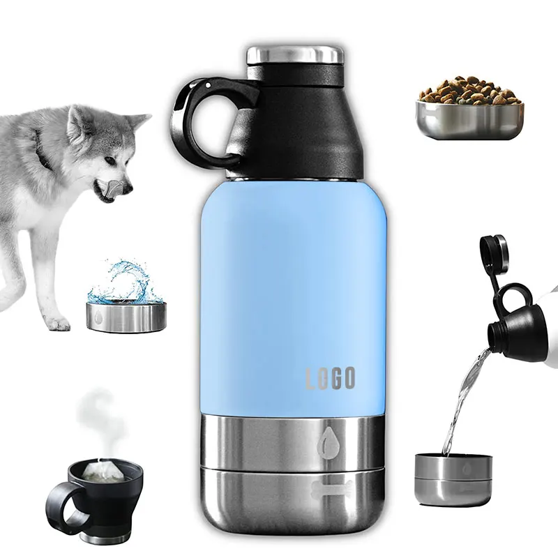 Everich New Design 32oz 64oz Portable Pet Dog Water Bottle Stainless Steel Puppy Dogs Pet Travel Puppy Feeder Bowl