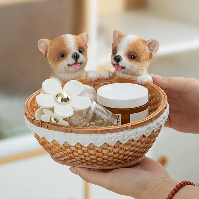 European Style Creative Resin Dog Storage Ornaments for Entrance Key Door Shoe Cabinet Living Room TV Cabinet Decorations