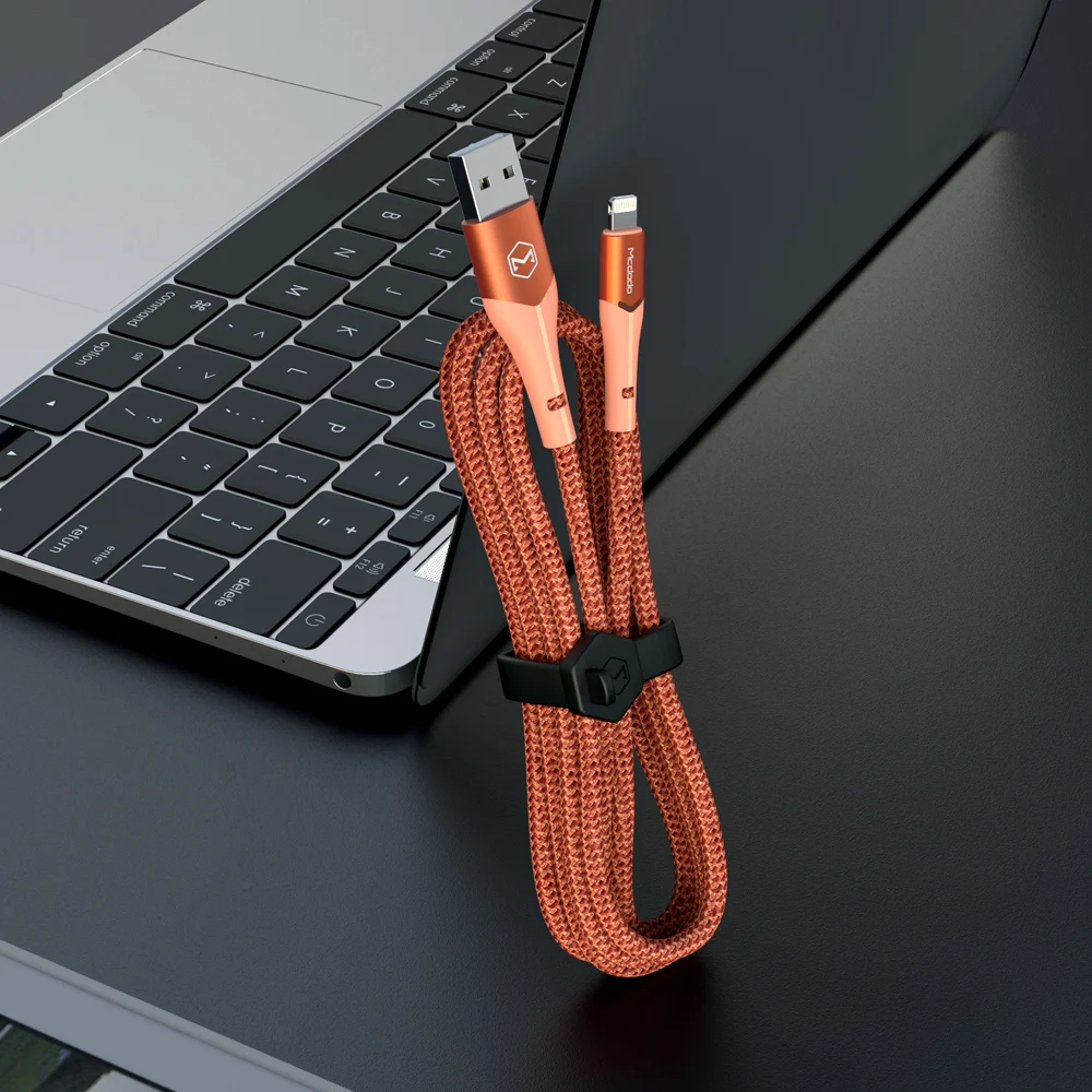  MCDODO новый дизайн светодиодное освещение кабель для передачи данных USB шнур быстрой зарядки с нейлоновой оплеткой 8 pin Быстрая зарядка зарядного устройства