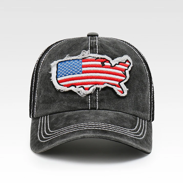 Оптовая продажа рекламная нашивка с американским флагом унисекс gorras 6 панелей вышивка спортивные кепки Мужская сетчатая винтажная Кепка для Дальнобойщика