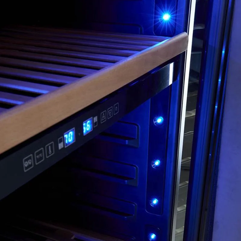 Built In Upright Black Furniture 305 Bottle Side By Side Commercial Restaurant Wine Refrigerator With Solid Foam Door