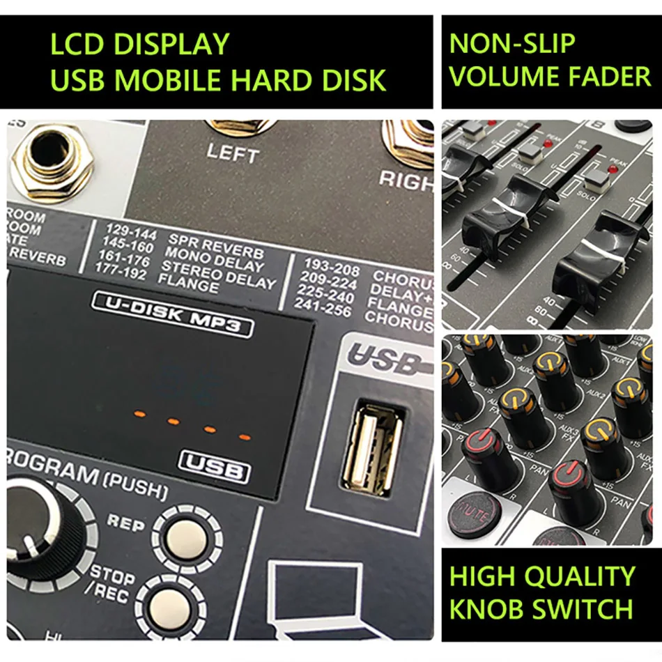 PMX8 professional Double DSP effector 8 Channels Audio mixer +48v Phantom Power Usb Reverb Mixing Console for stage