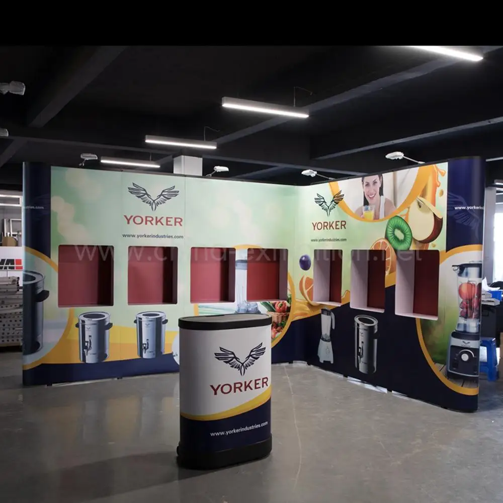 Tianyu Custom Aluminum Frame Pvc Magnetic Backdrop Exhibition Stand Curved Pop Up Trade Show Display