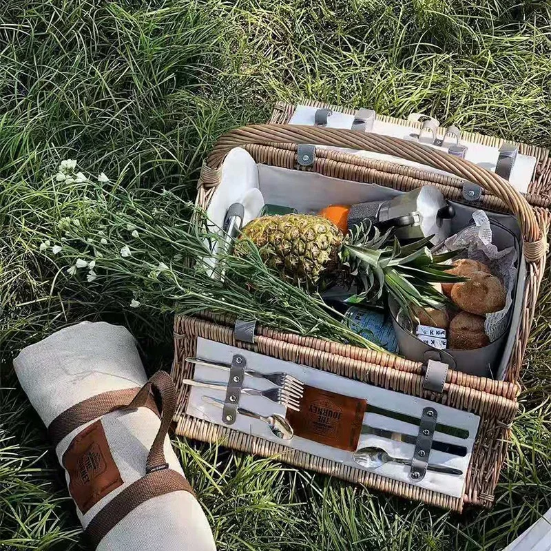 Корзина для пикника, корзина для пикника оптом с крышкой для 4 человек