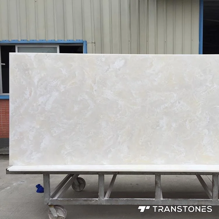 Big Slab Building Material Popular Translucent Backlit Artificial Onyx Panel for Reception Desk