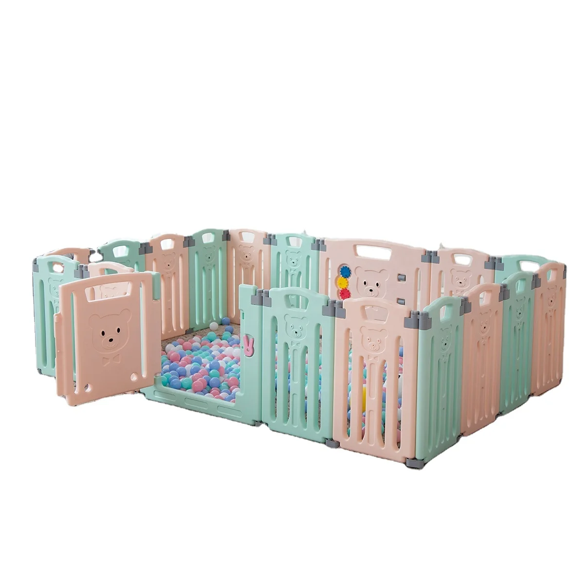 Indoor Foldable Baby Safety Playpen with door panel game panel play fence kids play yard