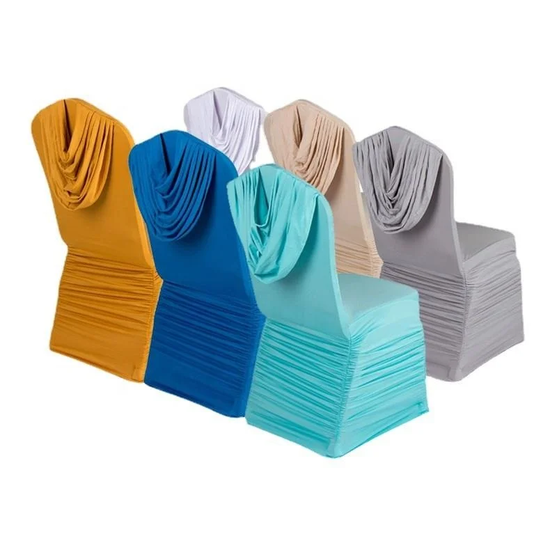 Custom Ruffled Chair Cover Pleated Spandex Folding Chairs Slipcovers Housse De Chaise for Wedding Party Events Decoration