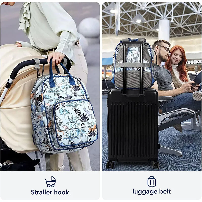 Custom Printed Mummy Backpack Cartoon Insulated Baby Diaper Bags Travel Laptop Back pack for Student Leisure Sport Travel Bags