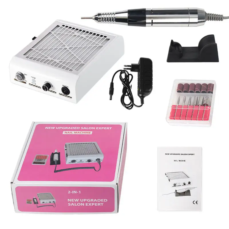 2 IN 1 profession polisher electric manicure nail dust collector vacuum cleaner nail table dust collector with powerful fan