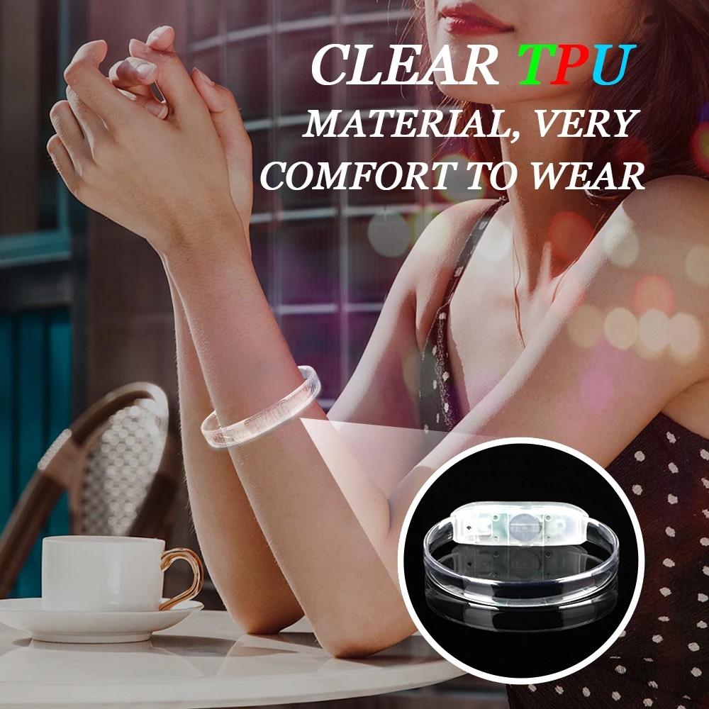 LED Light Up Sound Activated Bracelet Music Rhythmic Audio Glow Wristband Luminous Glitter Bracelet With Laser Engraved Logo