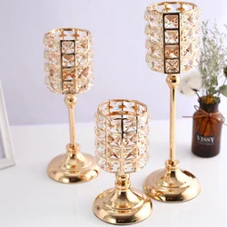 european morden decorative metal gold crystal candle holders