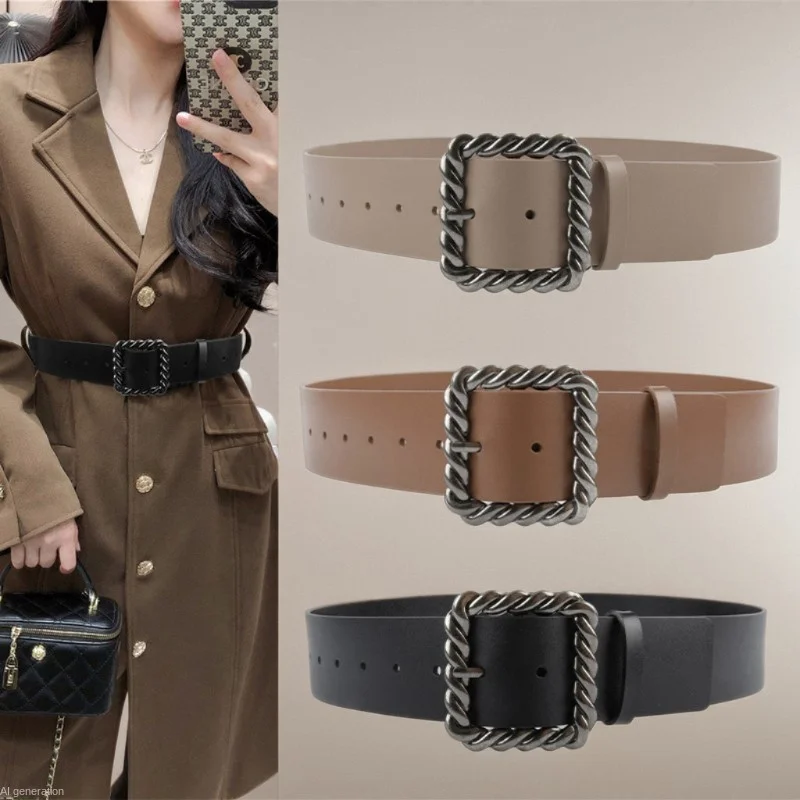 Женский широкий ремень из натуральной кожи