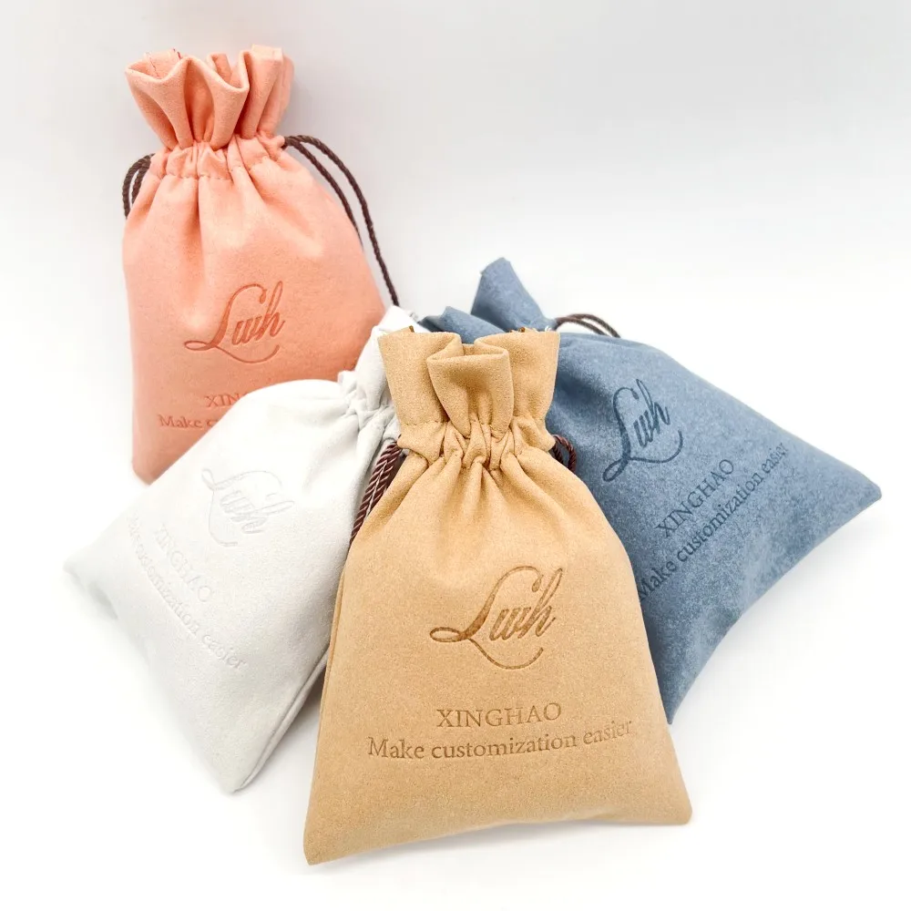 jewelry package suede  bags cloth personalized plain gift drawstring pouch jewelry luxury velvet custom gift packing pouches