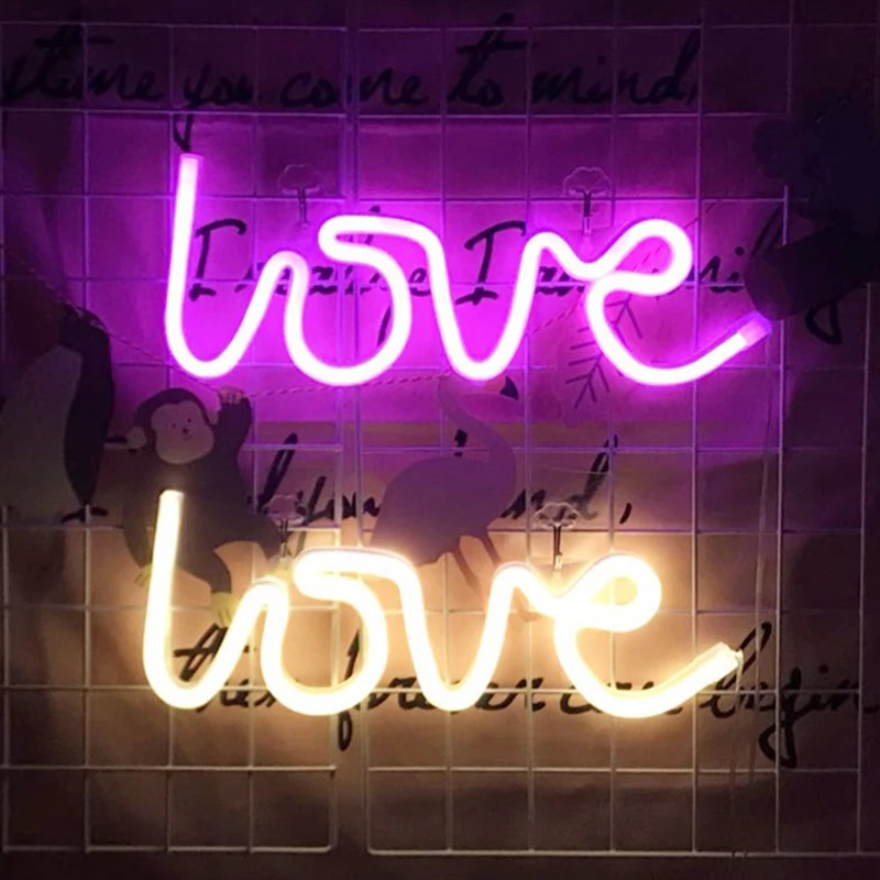 factory Indoor Christmas Wedding LED Neon Lights Love Shape Night Light Sign Lamp Battery box USB Double Powered Nightlight