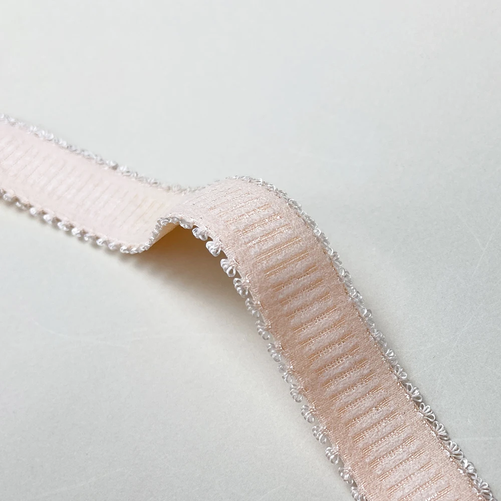 Factory custom solid color woven soft polyester webbing spandex jacquard elastic band for bra straps