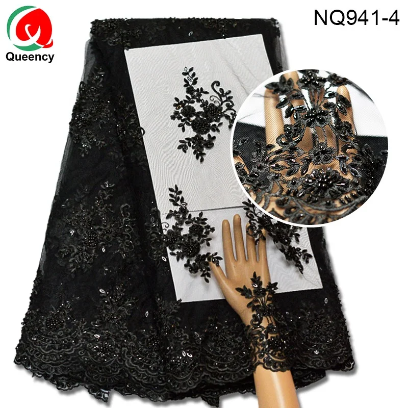 
Beading Lace Women Club Dress African American French Net Lace Fabric embroidery fashion wedding cloth 
