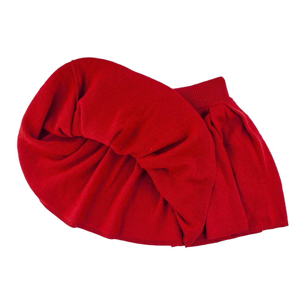 Детская плиссированная шерстяная короткая юбка в стиле преппи для начальной и средней школы Красная Вязаная девочек