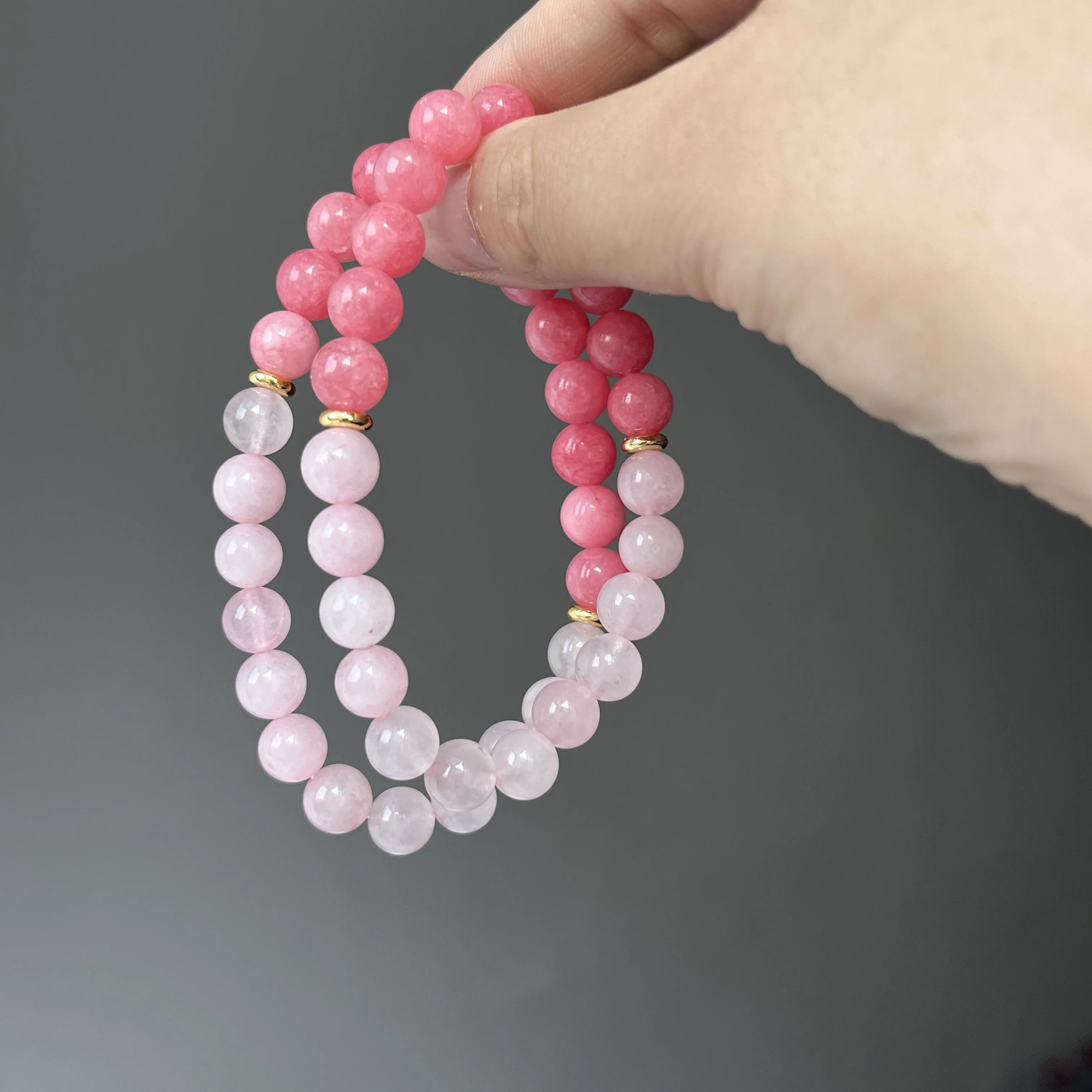 Rose Quartz Natural Gemstone Round Beads Stretchy Bracelet 8mm Handmade Red Pink Jade Crystal Beads Bracelet For Women Gift