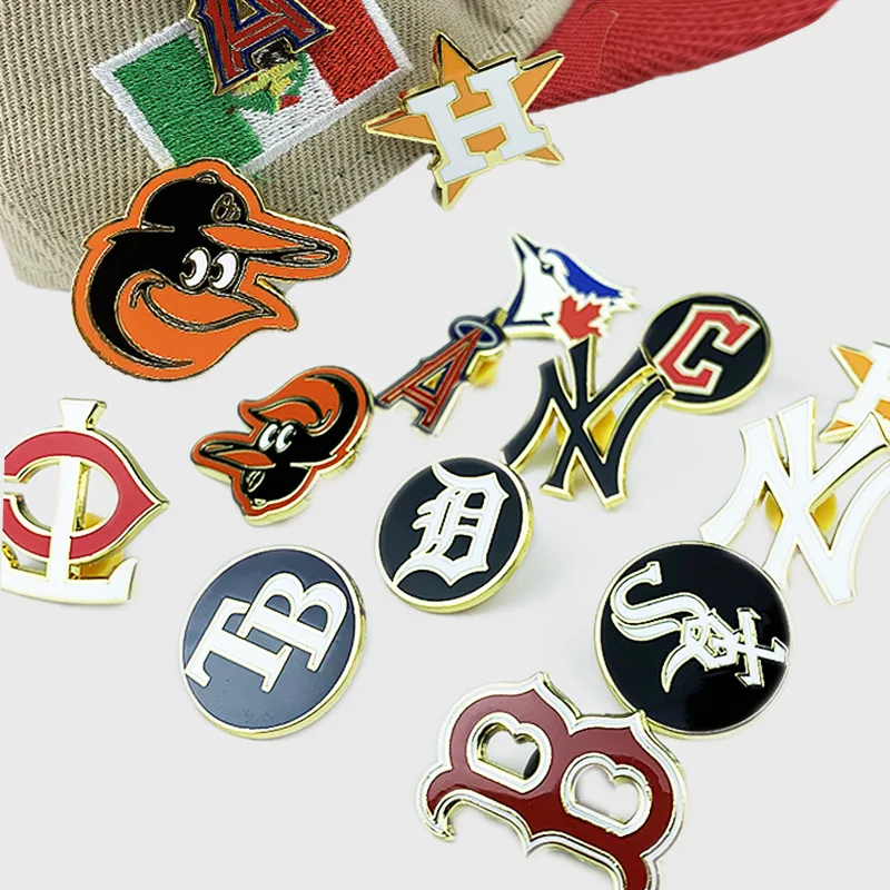 New Arrival Custom Mexican Metal Hatpin Badge New Style Baseball Team Pendant Hat Pins WIth Chain