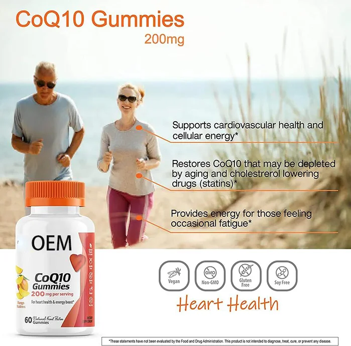 OEM Private Label Vegan CoQ10 Gummies Support Heart Health Coenzyme Q10 supplements for Energy Potent Antioxidant