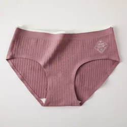 Лидер продаж, новый дизайн, хлопковые трусики в полоску, бесшовные женские хлопковые трусы, однотонная одежда для сна, нижнее белье