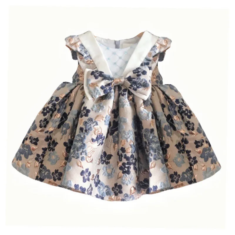2022Wholesale Girls New Design Princess Dress Long Floral Patched Piano Costume Ruffled Lace Dresses For Girls
