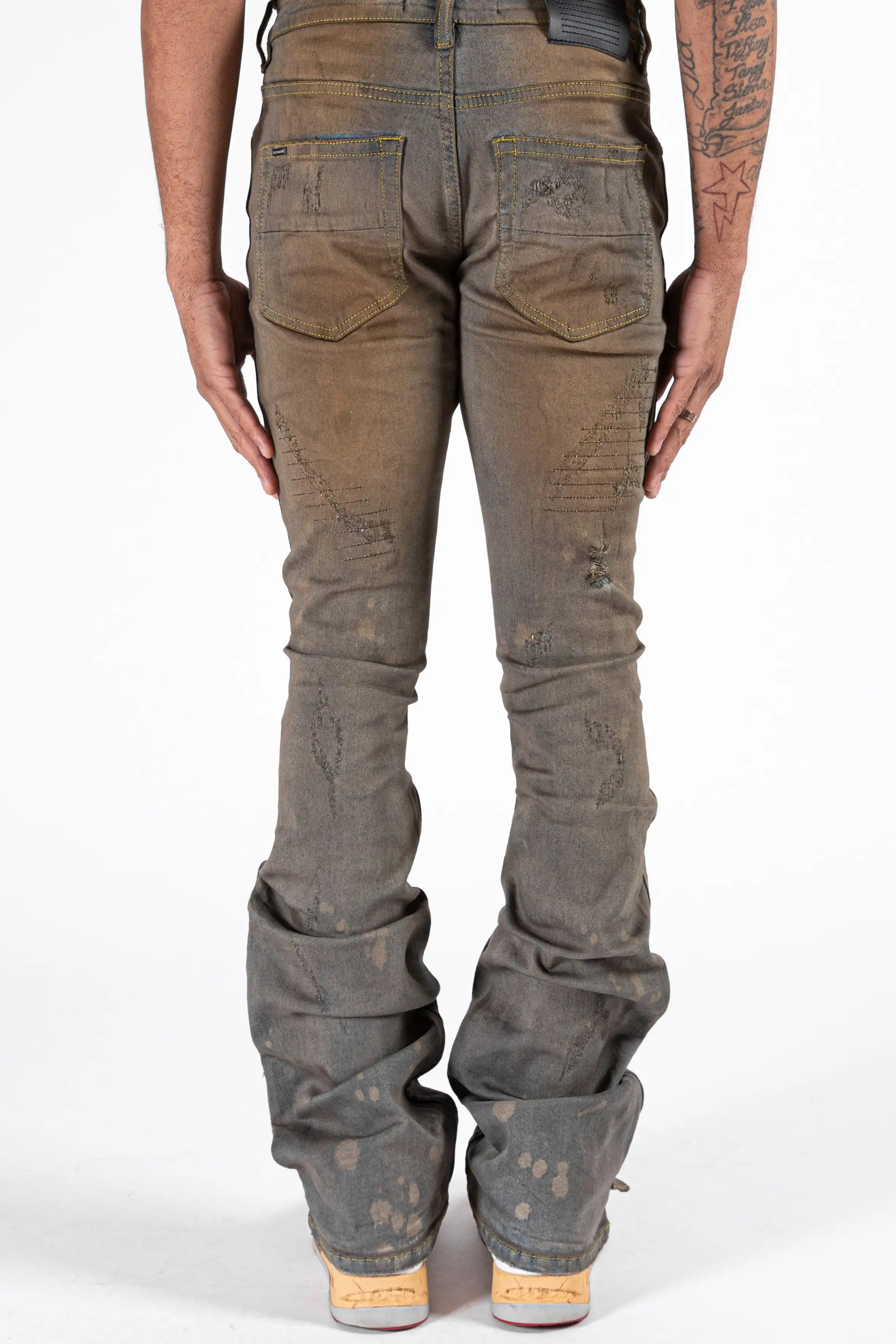 Autumn new streetwear retro hip-hop flared jeans man loose straight-leg pants wide-leg pants for men male stacked jeans men