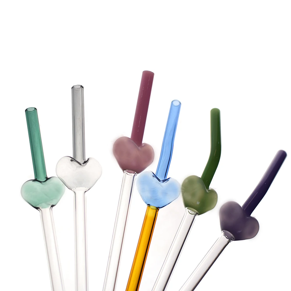 Двухцветные модные прямые стеклянные соломинки в стиле любви с дизайнерским подарком на День Святого Валентина