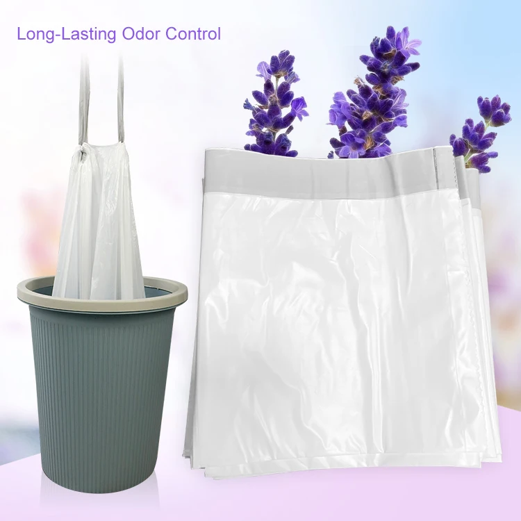 Custom Scented Kitchen Household Drawstring Waste Bag Packaging Biodegradable Poly Plastic Garbage Bags With Own Logo