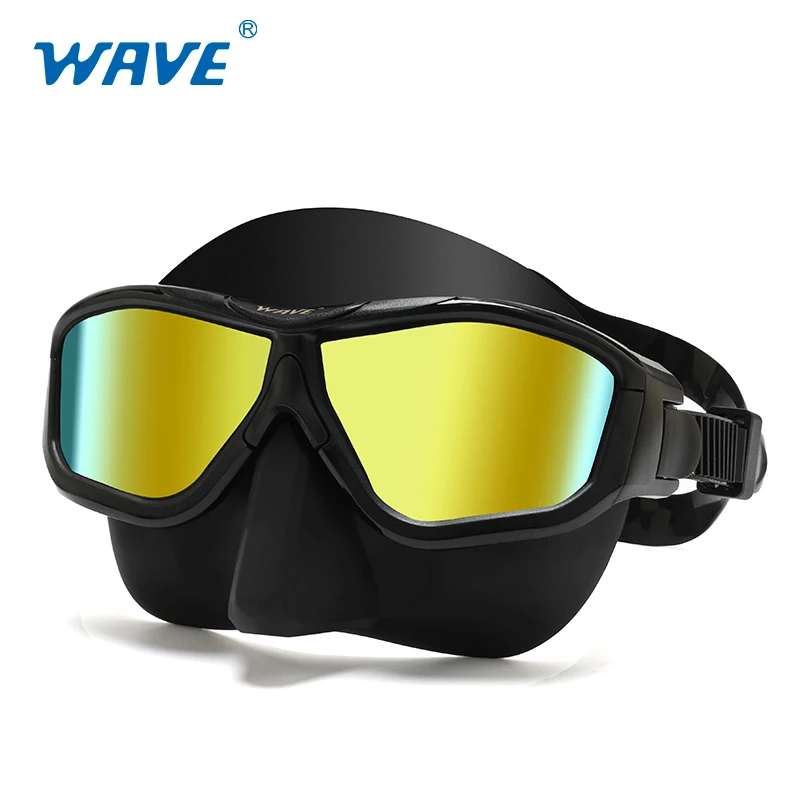 Wave polycarbonate lens Anti-Fog professional silicone spearfishing for adult diving mask