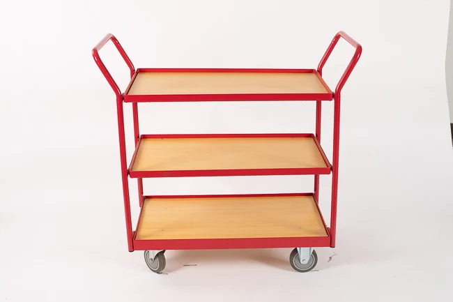 New Design Three  Layers Steel Warehouse Cart Table Trolley With High Quality