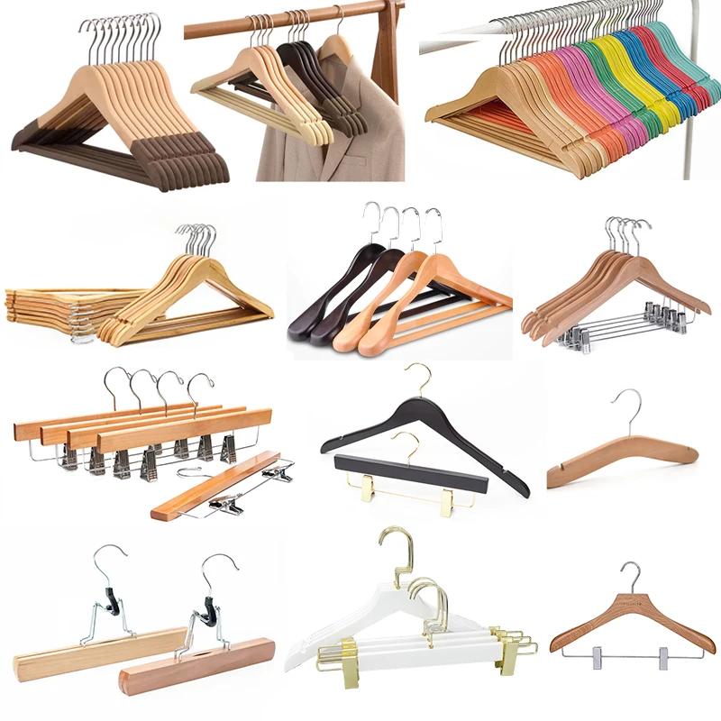 custom logo cloths clothing pants shirt solid wood hangers men suit coat luxury non slip black white wooden hangers for clothes
