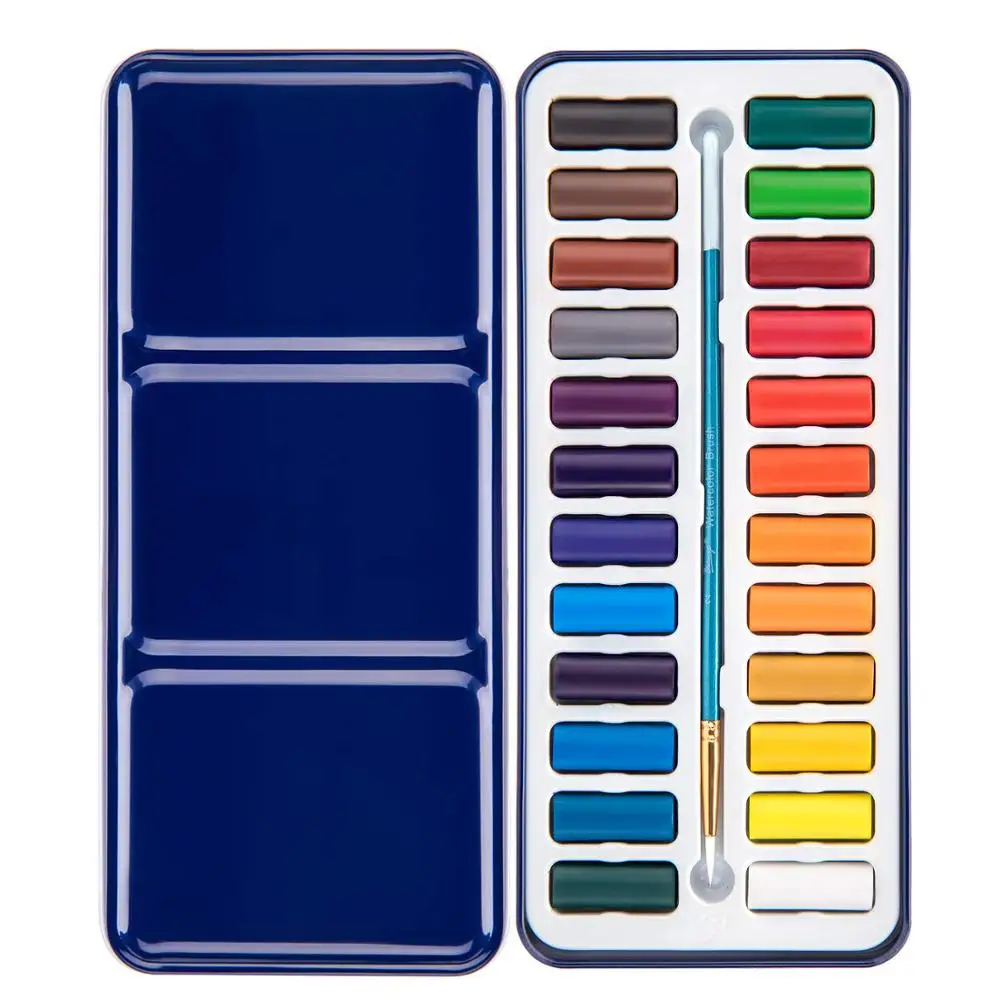 
Amazon Hot Selling 12 18 24 Colors Watercolor Paint Set With Oem Packaging 