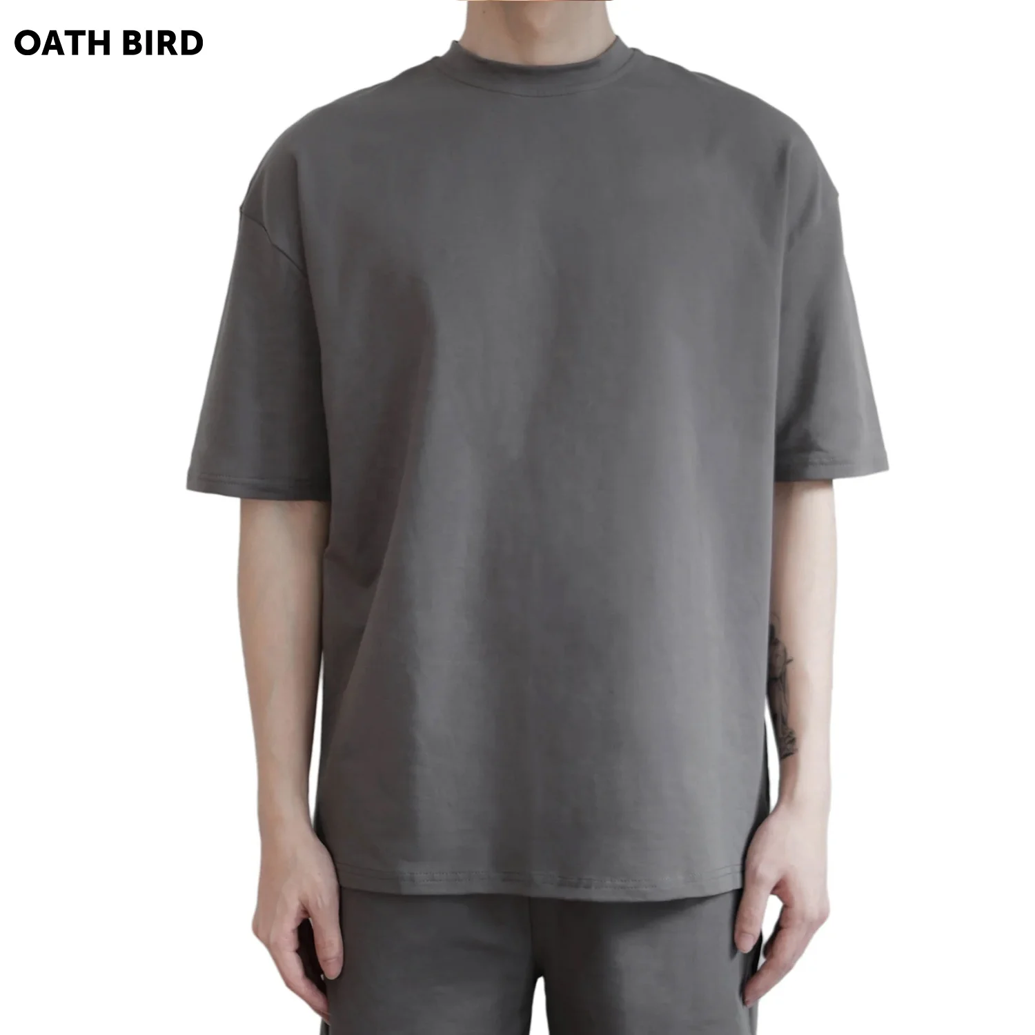 100% cotton drop shoulder boxy fit plain blank t-shirt custom logo heavyweight tee streetwear oversized t shirts clothing men