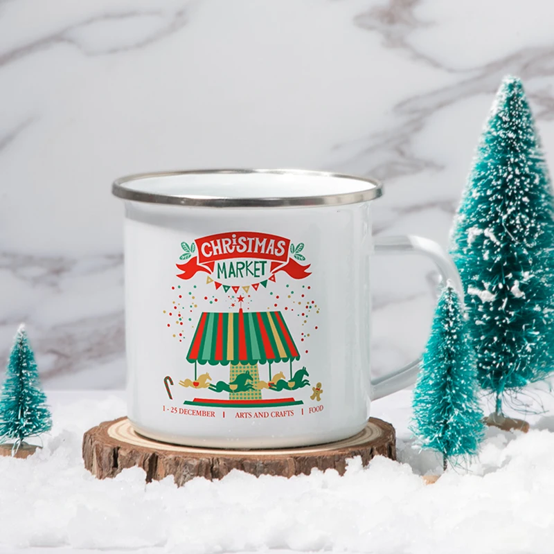 PYDLife Personalized Camping Mug No Minimum Enamel Custom Travel Christmas Mug  For Coffee