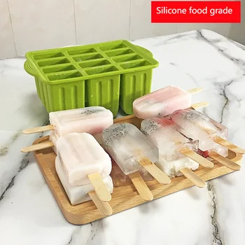 Custom Summer Hot Sales Ice Cream Tools With Wooden Sticks Silicone Popsicle Molds Custom Mini Silicone Ice Cream Popsicle Mold
