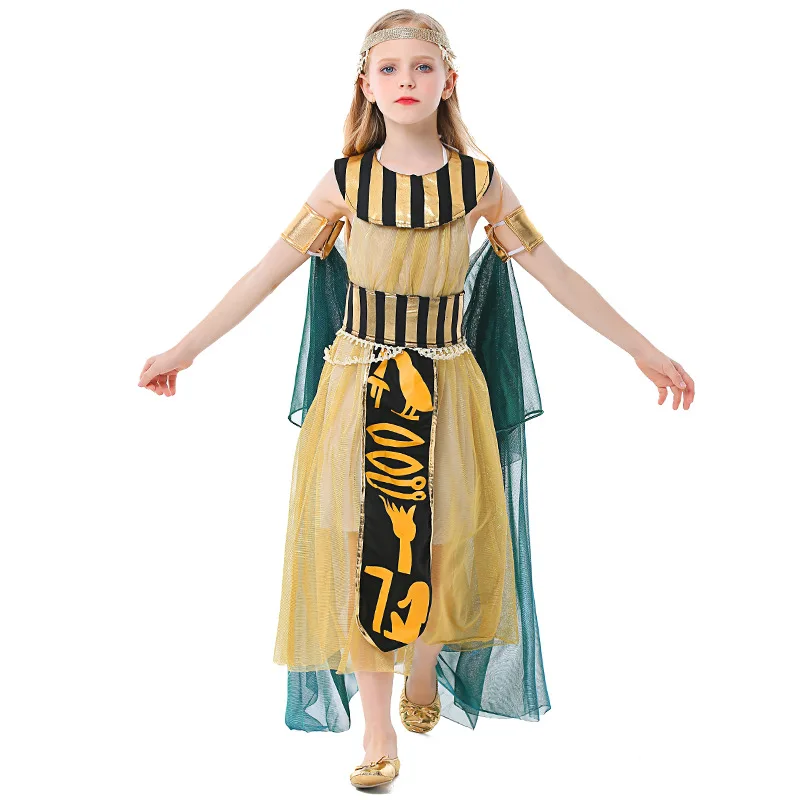 Kid Halloween Carnival Party Pharaoh Queen Boy Girl Egyptian Cleopatra Costume AGHC-008