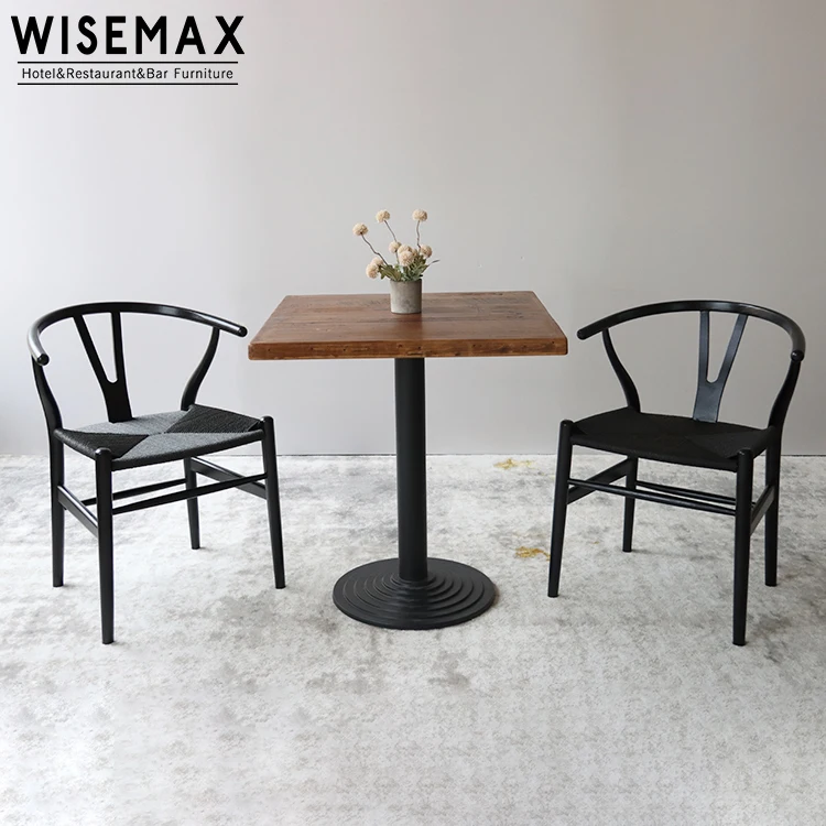 WISEMAX FURNITURE Solid Wood Restaurant Wooden Chair Woven Seat  Wishbone Dining Chair Modern