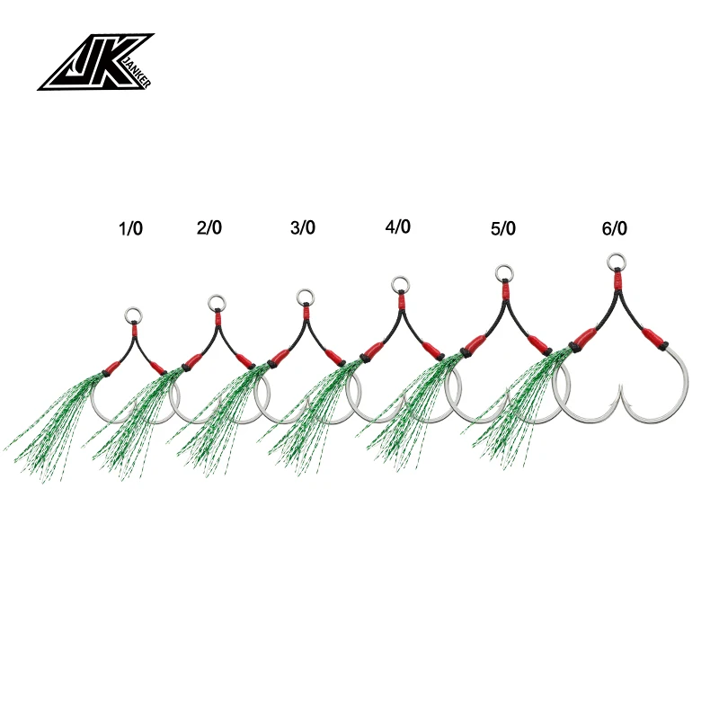 JK Slow Jigging Single Hooks Rust Resistance Barbed Double Side Forging Hooks High Carbon Steel Ground Jigging Hooks