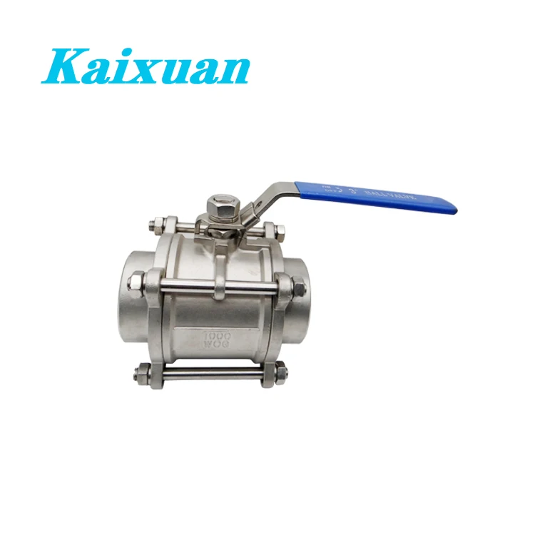 China manufacturer ss304/316 stainless steel three piece long port ball valve with top quality 1000wog