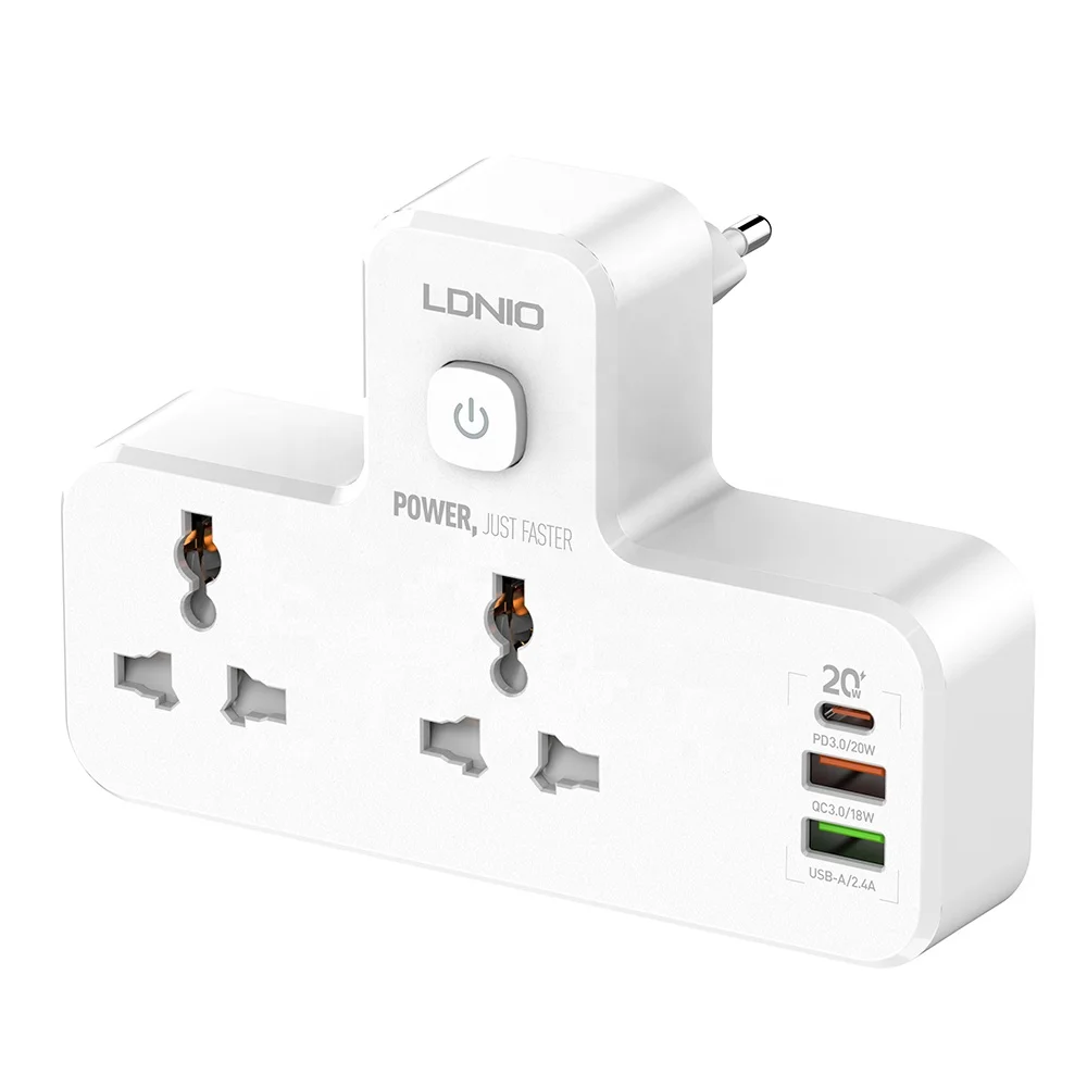 Ldnio SC2311 Multiple Use Power Strips 20W PD+QC3.0+Auto-ID Universal Outlets USB Power Socket Fast Charging Power Strips