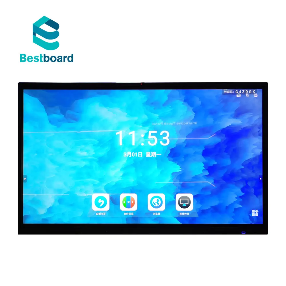 
Touch Screen Interactive Whiteboard Wifi Connected Digital Whiteboard 55 65 75 86 98 110 Inch Android 9.0 IR Touch Recognition 
