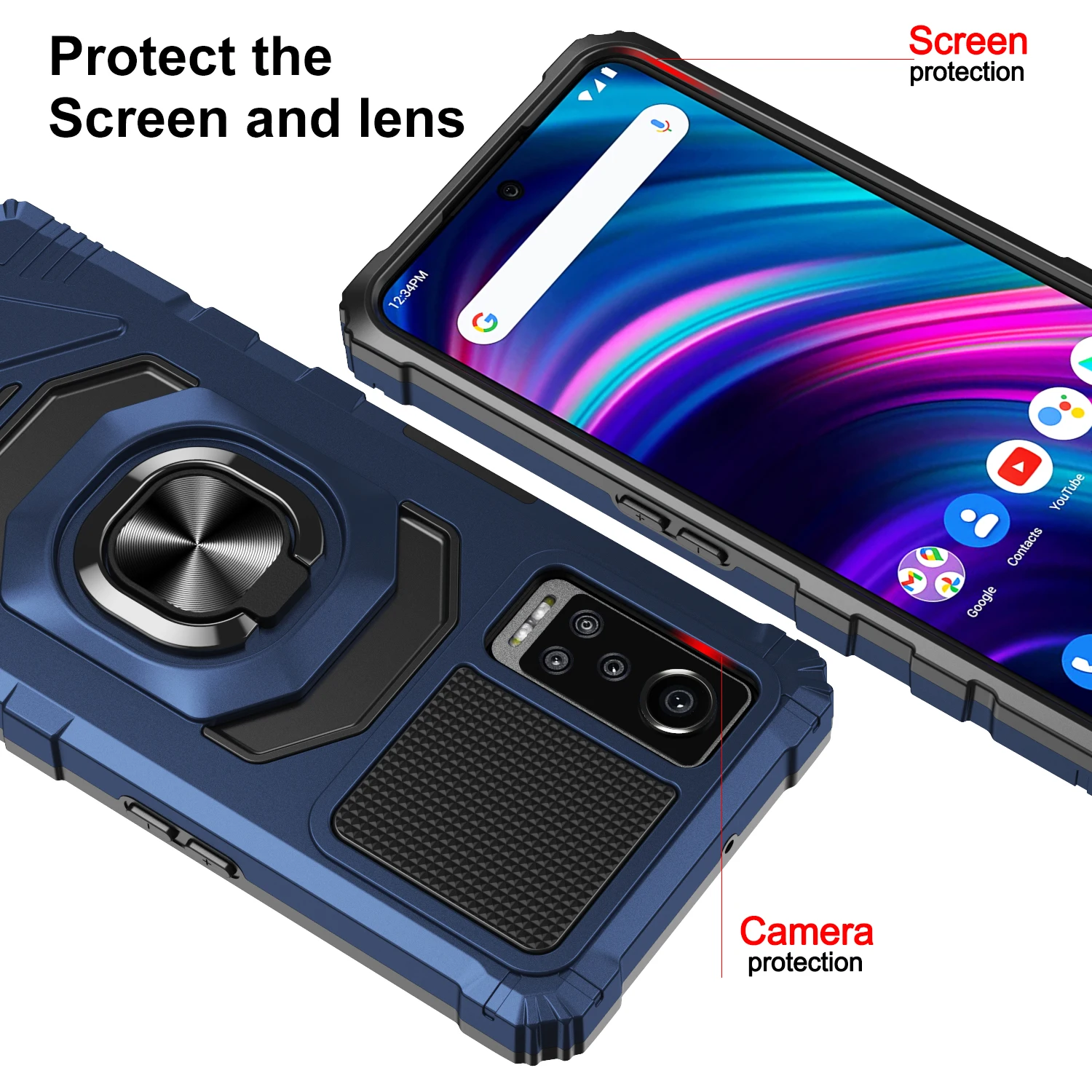 Grade Magnetic Car Mount Ring Holder case for Blu G91 Max Durable shockproof hybrid Cover