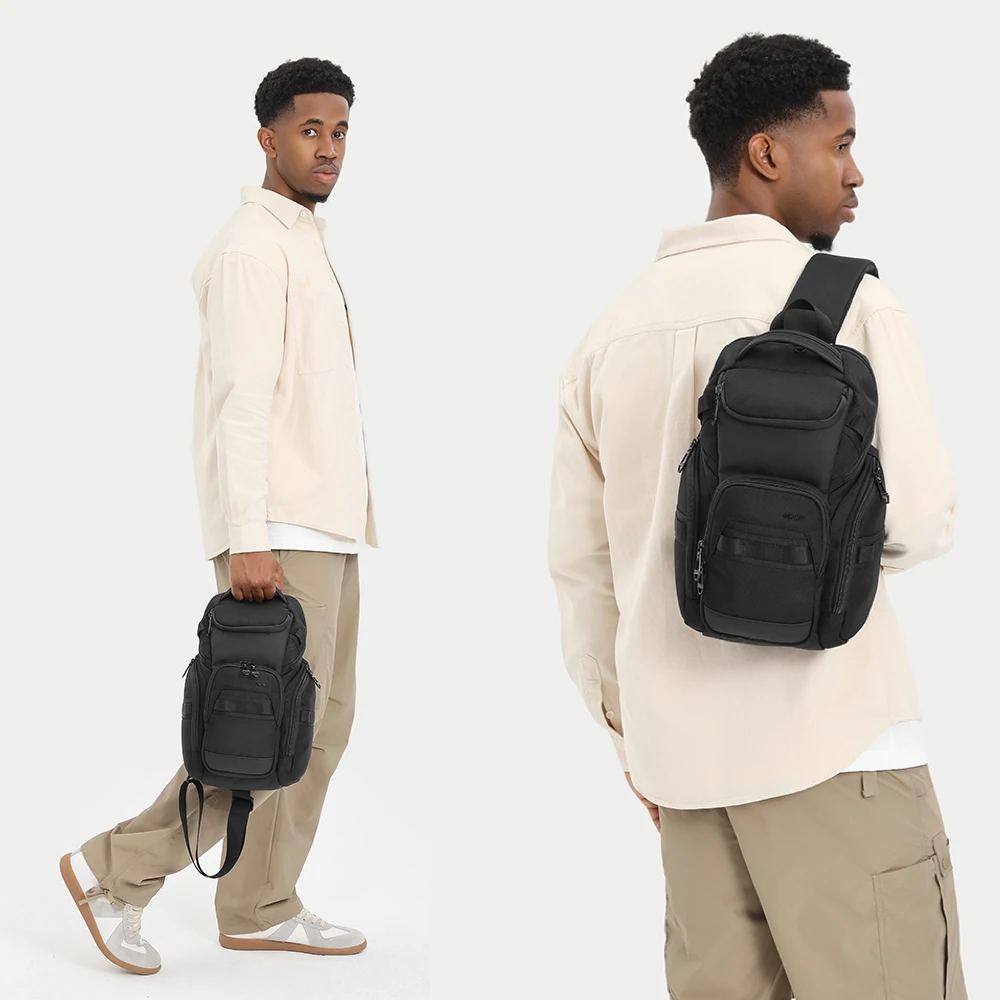 Ozuko 9809 Sling Bag Crossbody With Convertible Shoulder Strap For Men Hiking Daypack Multipurpose Cross Body Men Chest Bag