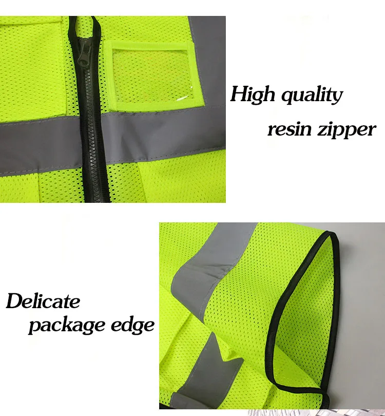 Outdoor Multi Pockets Safety Vest Security Safety Green Reflective Vest