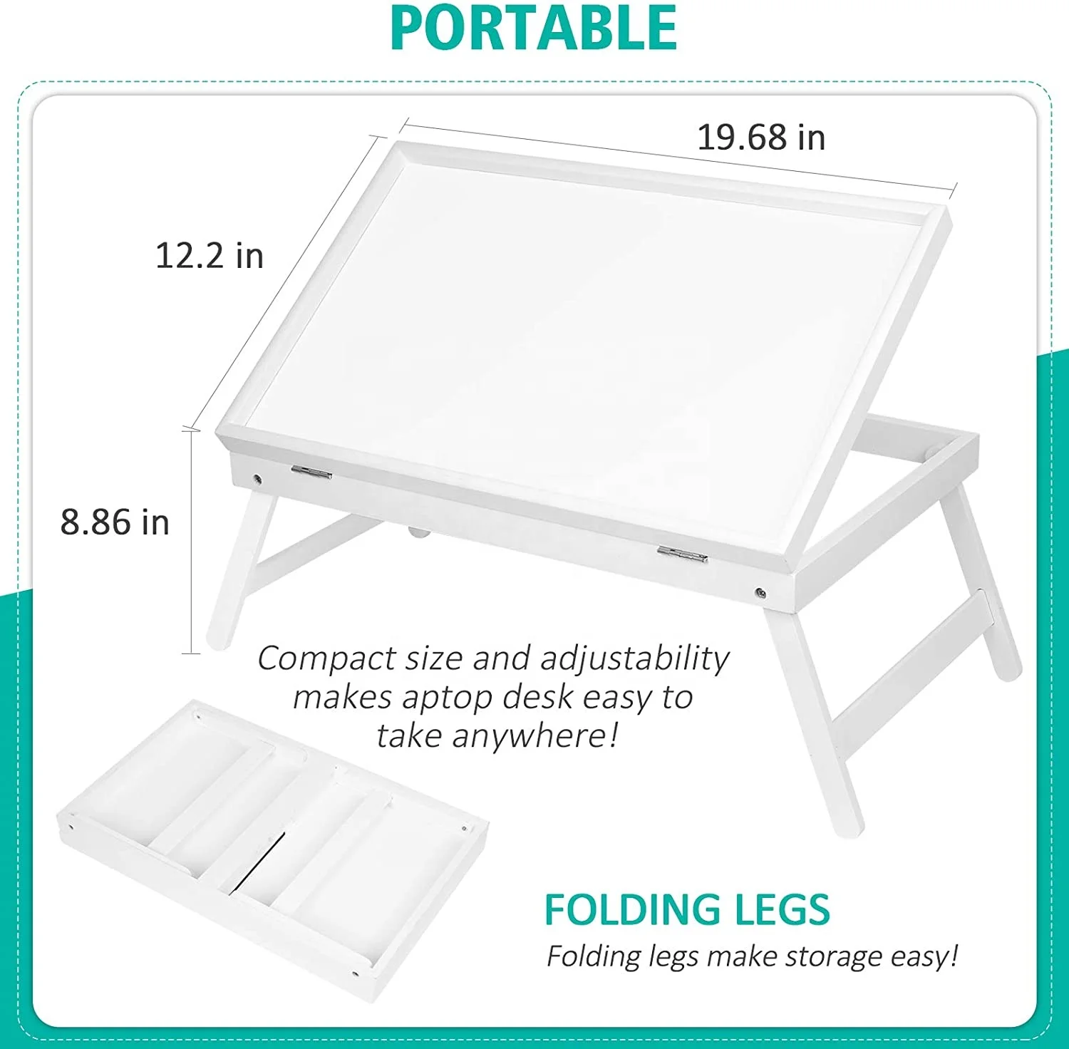 Adjustable Multifunctional Foldable Laptop Desk Bamboo Laptop Holder Notebook Computer Table Folding Bamboo Laptop Table for bed