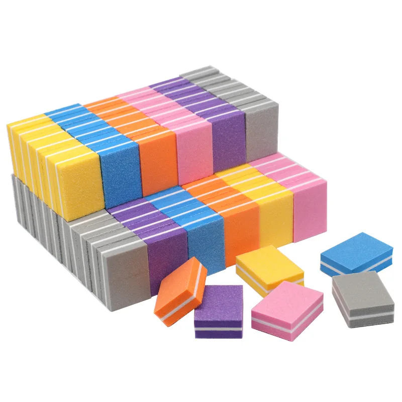 Professional Double-side Square Sponge Nail File 100/180 Grit Purple  Pink Black Sanding Gel Polish Nail Art Care Manicure Tools