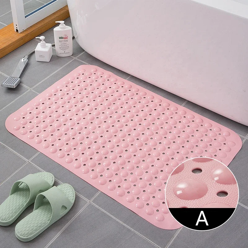PVC Material Bathroom Mat Foot Scrubber Non Slip Shower Mat Bath Mat with Suction Cups and Drain Holes