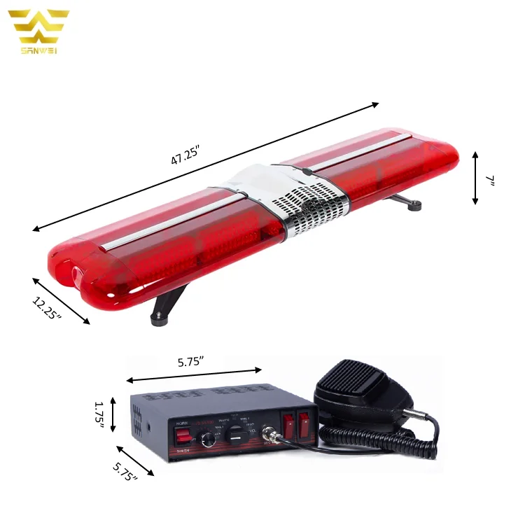 DC12V 120watts revolving smd led police light bar red blue lightbar with alarm speaker