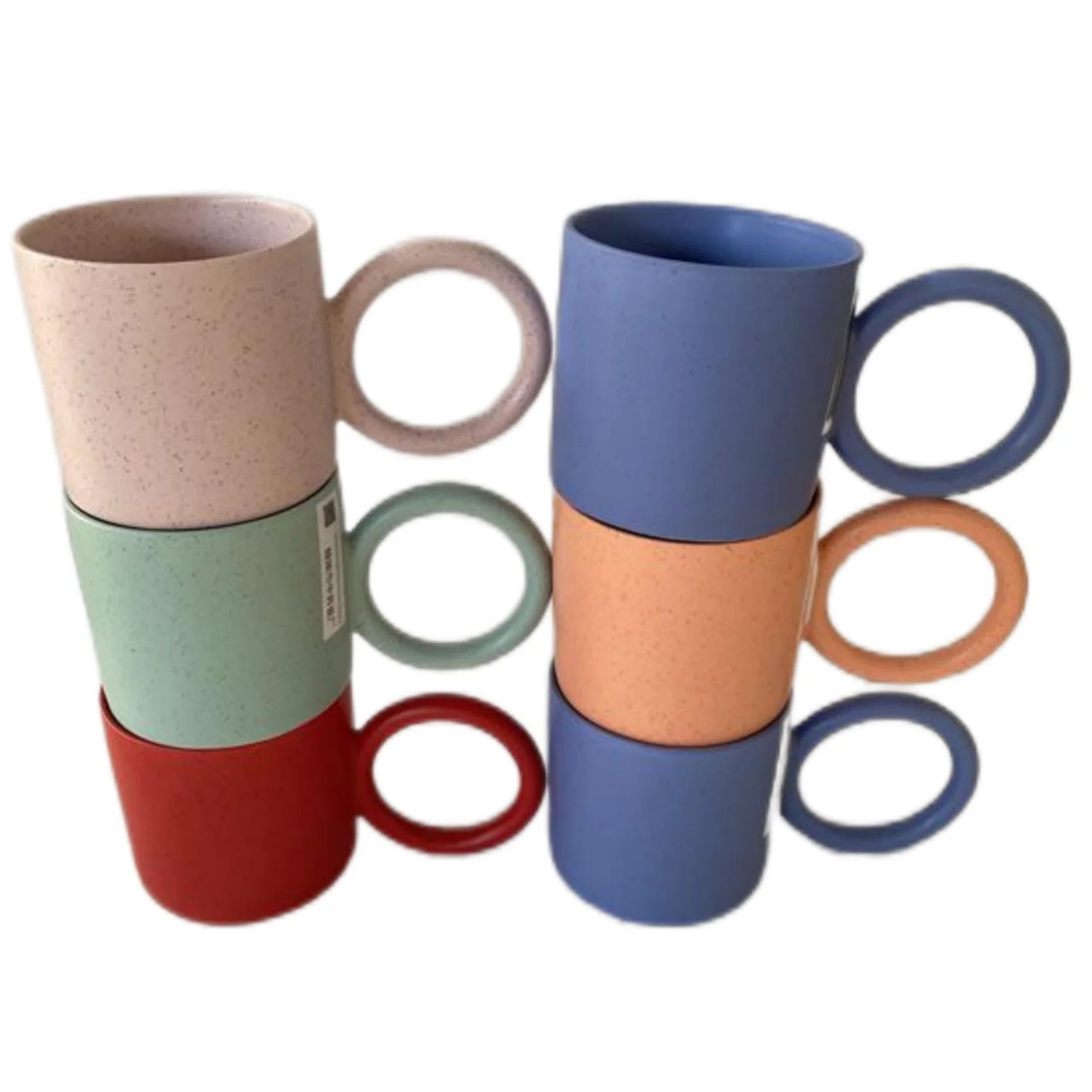 ZSC Christmas ceramic OEM porcelain 4pcs in set stacking coffee cup custom mug with iron stand